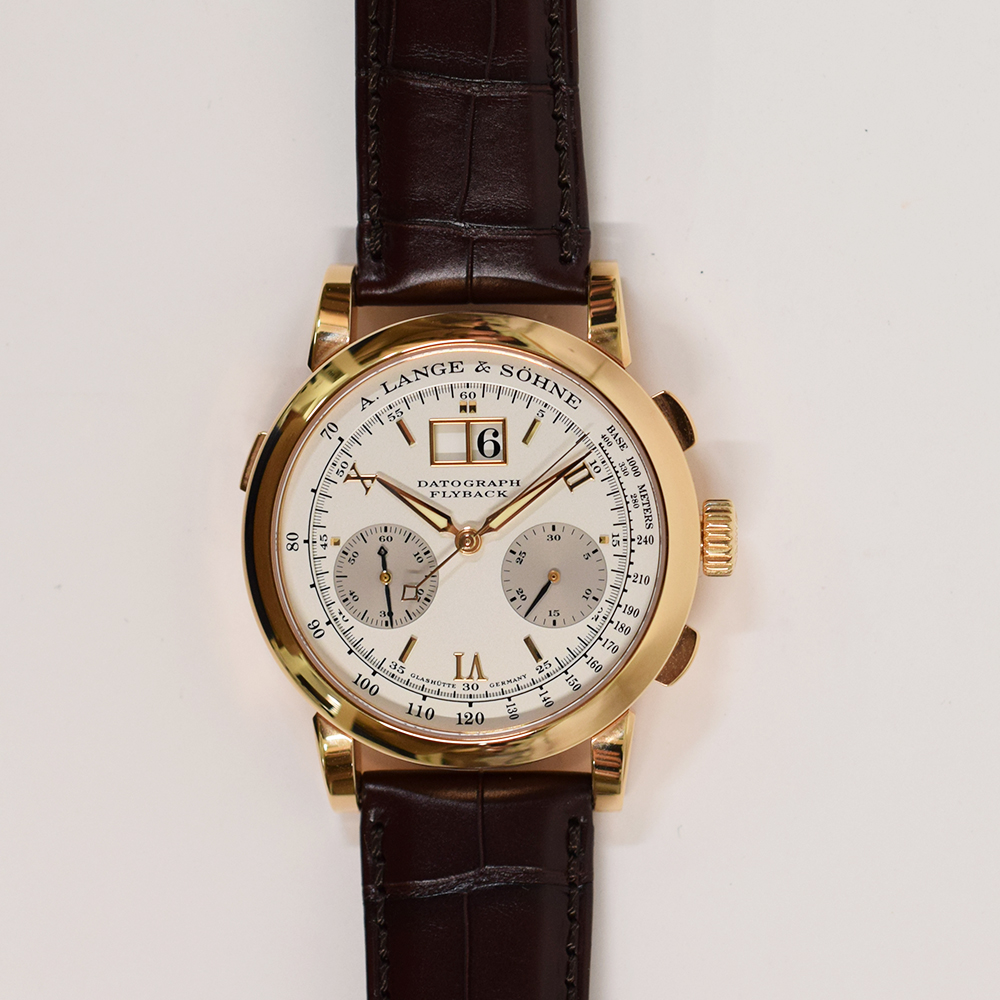 Datograph Flyback Chronograph in Rose Gold on Brown Alligator Leather Strap with Silver 