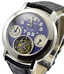 Jules Audemars Automatic Tourbillon in Platinum on Dark Blue Leather Strap with Blue Dial