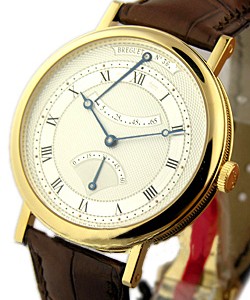 Classique Retrograde Seconds in Yellow Gold on Brown Alligator Leather Strap with White Dial