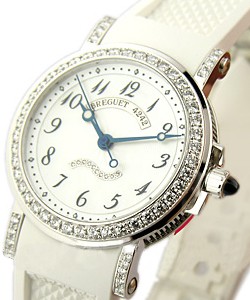 Marine II Automatic - Lady's Size - White Gold on Strap with MOP Dial and Diamond Case
