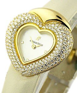 Heart Shaped in Yellow Glold with Diamond Bezel on Tan Strap with MOP Diamond Dial