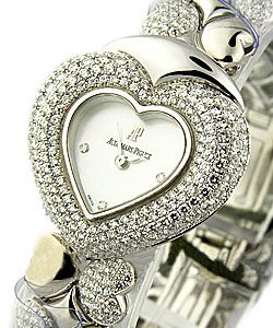 Heart Shaped in White Gold with Diamond Bezel on White Gold Diamond Bracelet with MOP Diamond Dial