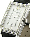 Classique Rectangle with Diamond Bezel White Gold - Large Size - White Dial