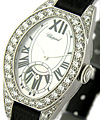 Les Classique with Diamonds - Lady's White Gold on Strap with MOP Dial