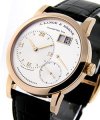Lange 1 in Rose Gold on Black Alligator Leather Strap with Silver Dial
