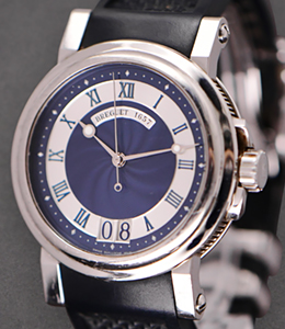 Marine Big Date 39.5mm Automatic in Steel on Black Rubber Strap with Blue Dial