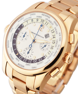 World Time Chrono 44mm in Rose Gold on 18KT Rose Gold Bracelet with Silver Dial