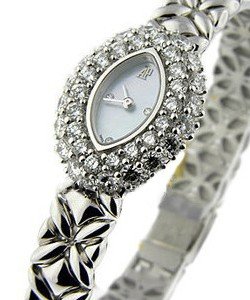 Ladys Audemars Piguet in White Gold with Diamond Bezel on White Gold Bracelet with Blue MOP Dial