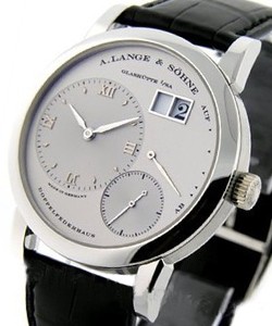 Lange 1 Mens Mechanical in Platinum On Black Alligator Strap with Silver Dial