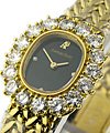 Oval - Boutique Item 23mm in Yellow Gold with Diamonds Bezel on  YG Bracelet with Black Dial