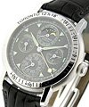 Equation of Time Moon Phase in  White Gold on Black Leather Strap with Black Dial