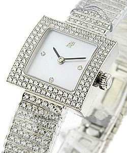 Square Case - Boutique Item in White Gold with Diamonds Bezel on White Gold Diamond Bracelet with MOP Diamond Dial