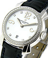 Lady's Malte in White Gold with Diamond Bezel on Black Alligator Leather Strap with MOP Diamond Dial