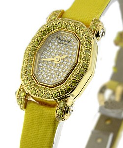 Classique Yellow Sapphire in Yellow Gold  on Yellow Satin Strap with Pave Diamond Dial