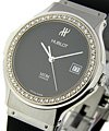 Classic Men's with Diamond Bezel Steel on Rubber Strap with Black Dial