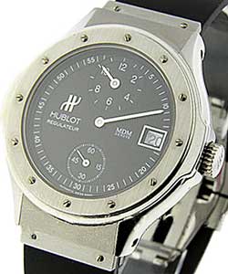 Classic Regulateur 39mm in Steel on Black Rubber Strap with Black Dial