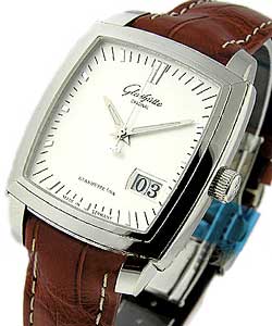 Senator Karree Panorama Date 40mm Autoamtic in Steel on Brown Crocodile Leather Strap with Silver Dial