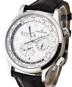 Master World Geographic in Steel on Black Crocodile Leather Strap with Silver Dial