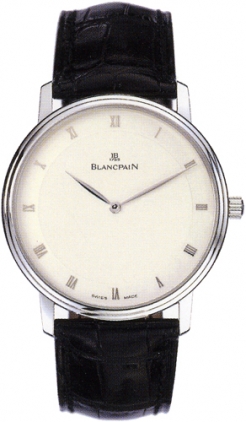 Leman Ultra Slim   White Gold with Opaline Silver Dial