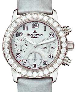 Leman Flyback Chronograph  White Gold on Strap with Diamond Bezel