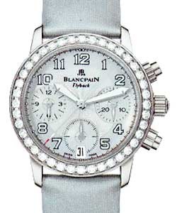 Leman Flyback Chronograph  White Gold on Strap with Diamond Bezel