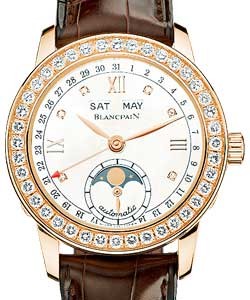 Leman Moonphase & Complete Calendar Rose Gold on Strap with Diamond Bezel