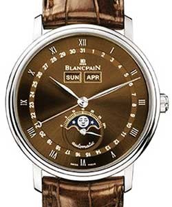 Villeret Moon Phase in White Gold White Gold on Strap with Bronze Dial
