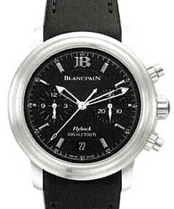 Leman Flyback Chronograph 38mm Automatic in Steel on Black Rubber Strap with Black Dial