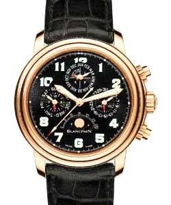 Leman Flyback Perpetual Calendar  Rose Gold on Strap with Black Dial 