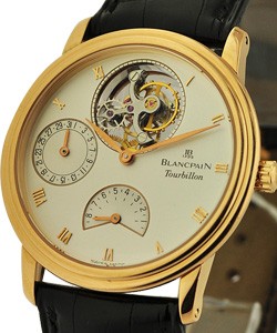 Tourbillon with Power Reserve  Yellow Gold on Strap with White Dial 