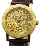 Bvlgari-Bvlgari 33mm Skeleton  Yellow Gold on Strap with Skeleton Dial 