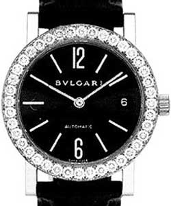 Bvlgari-Bvlgari 30mm in White Gold White Gold on Strap with Diamond Bezel