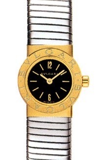 Tubogas - Small Size Yellow Gold on Bracelet with Black Dial