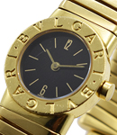 Tubogas - 19mm Small Size Yellow Gold on Bracelet with Black Dial