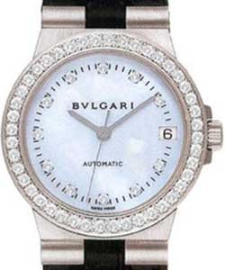 Bvlgari 35mm Diagono Automatic with Diamond Bezel White Gold on Strap with Blue MOP Diamond Dial