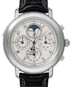 Jules Audemars Grande Complication in Platinum on Black Crocodile Leather Strap with White Arabic Dial