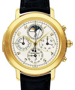 Jules Audemars Grande Complication in Yellow Gold on Black Crocodile Leather Strap with White Stick Dial