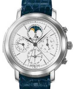 Jules Audemars Grande Complication in Platinum on Black Leather Strap with White Stick Dial