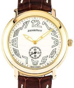 Jules Audemars in Rose Gold on Brown Leather Strap with White Dial