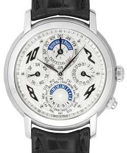 Metropolis Jules Audemars in Platinum on Black Leather Strap in White Dial