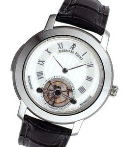 Jules Audemars Minute Repeater Tourbillon in White Gold on Black Leather Strap with White Dial