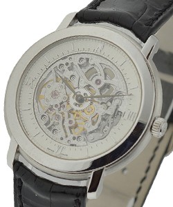 Jules Audemars Skeleton in White Gold on Black Leather Strap with Skeleton Dial