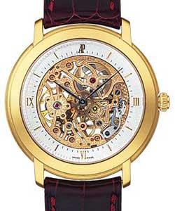 Jules Audemars Skeleton in Rose Gold on Brown Leather Strap with Skeleton Dial