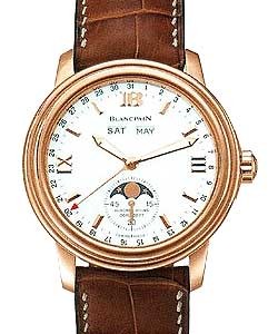 Leman Moonphase & Complete Calendar Rose Gold on Strap with White Dial