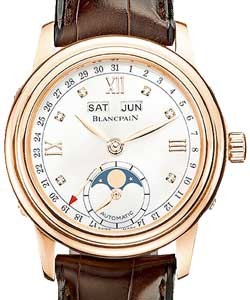 Leman Moonphase & Complete Calendar in Rose Gold on Brown Crocodile Leather Strap with MOP Dial