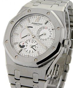 Royal Oak Dual Time Power Reserve 39mm Automatic in Steel on Steel Bracelet with Silver Dial