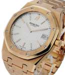 Royal Oak 39mm  Automatic in Rose Gold on Rose Gold Bracelet with White Guilloche Dial