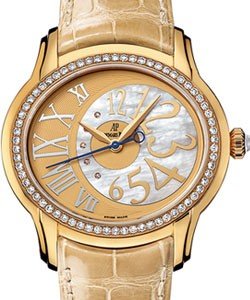Millenary Ladies Gem-set in Yellow Gold with Diamond Bezel on Beige Crocodile Leather Strap with Gold and MOP Dial