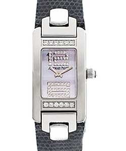 Promesse Mini with Diamond Case White Gold on Strap with Pink MOP Diamond Dial 