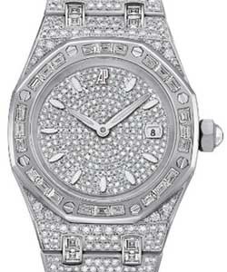 Royal Oak White Gold 33mm  with  Diamond Bezel on Bracelet with Paved Diamond Dial
